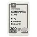 Medline Nonsterile Woven Gauze Sponges 8 Ply - 4" x 4" - 200/Box - White