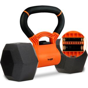 Yes4All Kettlebells Grip, Dumbbell Grip Handle, Convert Dumbbells into Kettlebell for Home Gym, Kettlebell for Weights Plate (B. Orange/Black Upgraded)