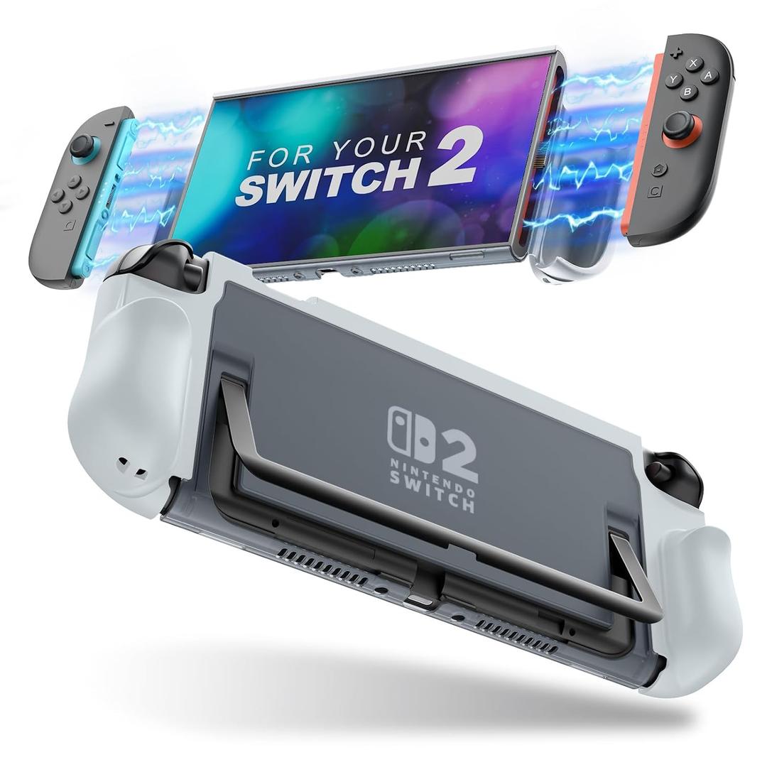 TiMOVO Dockable Case for Nintendo Switch 2 2025, TPU Grip Protective Case Accessories with Quick-Release Joycon Design for Switch 2, Anti-Scratch Shockproof Console Hard Cover, Gray