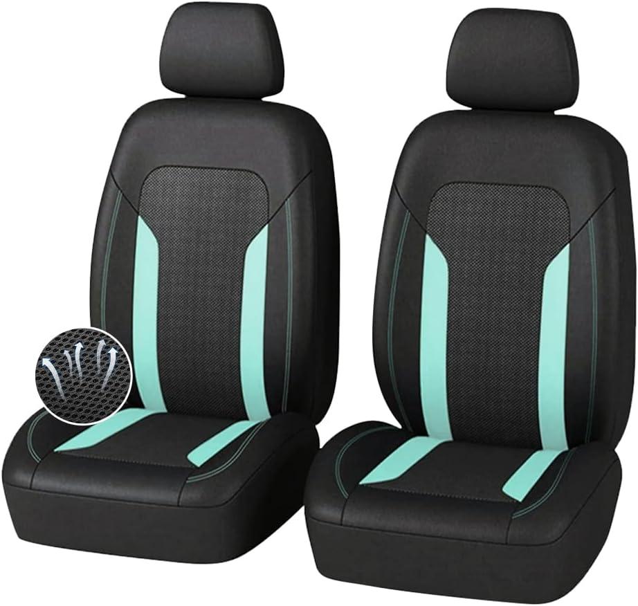 4PCS Cooling Car Seat Covers,Breathable Front Seat Covers with Mesh Construction and Foam Padding,Car Seat Protector to Reduce Back Sweating,Universal Car Interior for Car SUV (Mint)