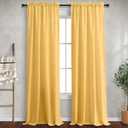 Yellow Gold Linen Curtains 84 Inch Length for Living Room 2 Panels Rod Pocket Drapes Light Filtering Semi Sheer Mustard Golden Yellow Curtain for Bedroom Fall Autumn Decor 52x84 Long Sunflower Colored