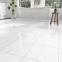 30-Pack Peel and Stick Floor Tiles Vinyl Floor 12 x 12 inch Self Adhesive Waterproof Glossy Flooring Planks DIY for Bathroom, Kitchen, Living Room, RV, Cover 30 Sq. Ft, Polish White Marble