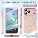 Designed for iPhone 17 Pro Max Case with Magnetic Invisible Stand, [Compatible with Mag-Safe][Full Camera Protection] Liquid Silicone Shockproof Case with Anti-Scratch Microfiber Lining, Pink