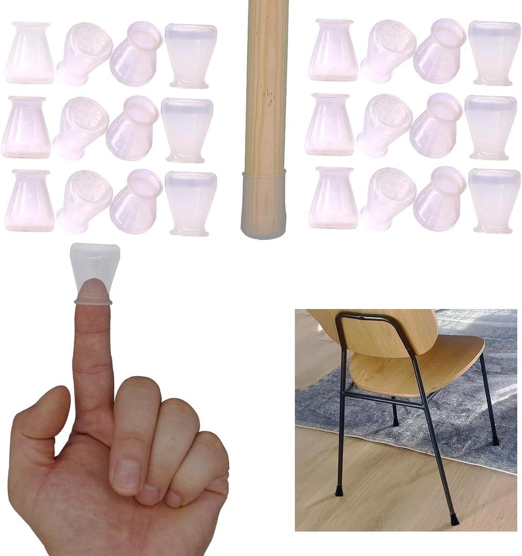 Non Slip Silicone Chair Leg Floor Protectors No Felt Extra Small Chair Leg Caps Bottom Anti Slip Small Furniture Feet Covers for Hardwood Floors Prevent Scratches No Noise,24 PCS