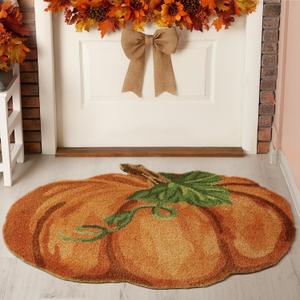 WILLBOND Fall Door Mat Pumpkin Rug Thanksgiving Welcome Mat Pumpkin Coir Doormat 16 x 28 Inch Non Slip Reusable Heavy Duty Doormat for Indoor Outdoor Entrance Bathroom Porch Autumn Decor