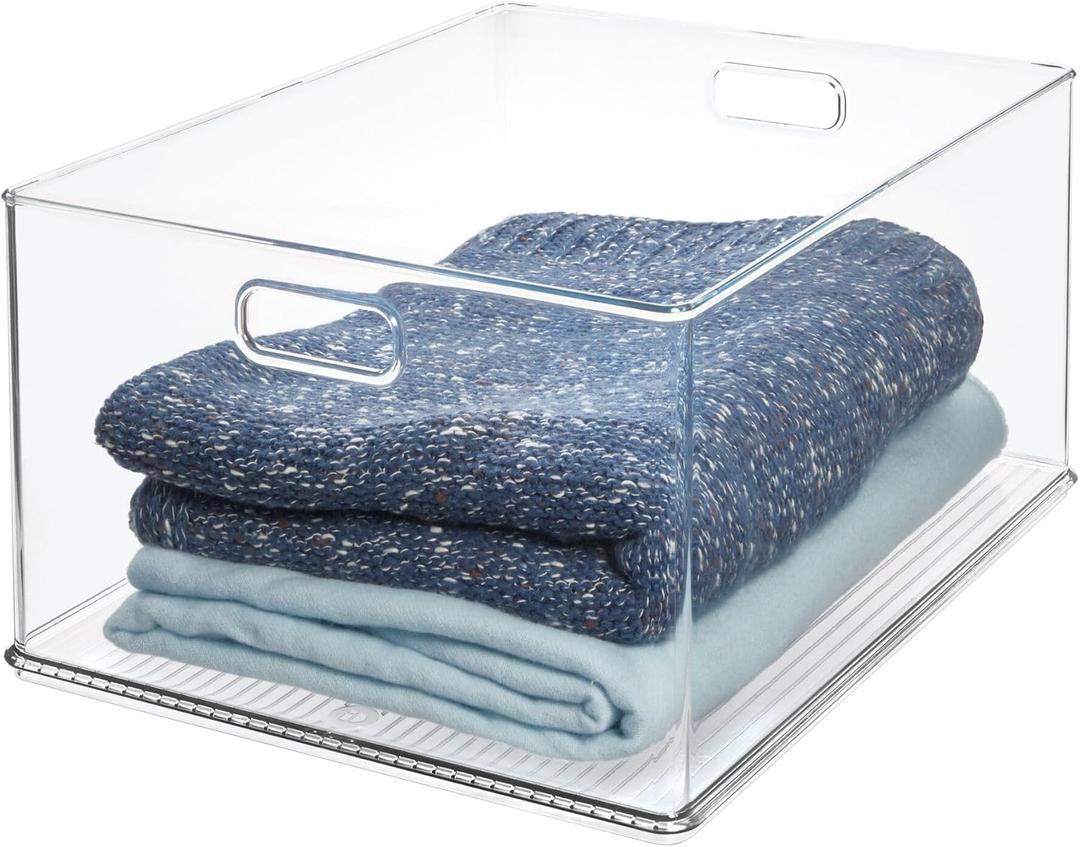 iDesign Recycled Plastic Stackable Storage Bin with Handles - Clear