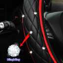 Bling Car Steering Wheel Cover, Non-Slip Elastic Stretch Leather Auto Steering Wheel Protector, Sparkling Diamond Vehicle Decor Accessories for Women Girls, Universal for Vehicles (Red)