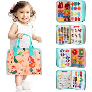 Teefrye Toddler Busy Board Montessori Toys for Toddlers 1-3 Year Old Educational Activity Book Board Sensory Travel Toys Ages 3-5 Preschool Learning Fine Motor Skills Toy Quiet Book Gift for Kids