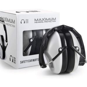 Pro For Sho 34dB NRR Hearing Protection Ear Muffs - Highest NRR in Compact Design, Ear Protection for Shooting, Mowing, Work (Standard, White)