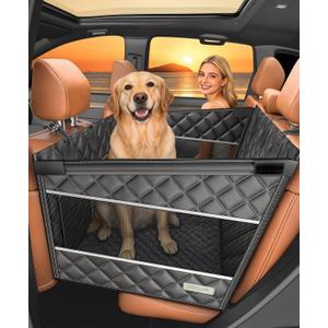 Doglike UNBREAK Large Dog Car Seat [Military-Grade Protection], 500LB Ultra-Support Back Seat Extender for Dogs Carseat Hard Bottom, Waterproof Pet Carseat Dog Hammock for Cars/SUV/Truck XL Size