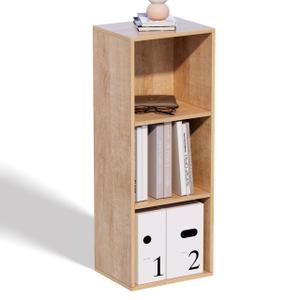 2 Cube Storage Organizer, Small Cube Shelf, Wooden Short Bookshelf Oak