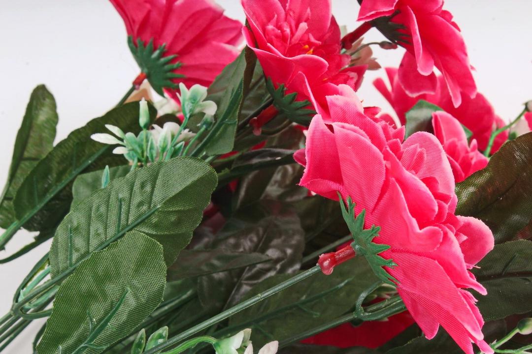 Artificial Flower Bouquets with Pink Blooms and Green Leaves, Decorative Faux Floral Stems for Home, Wedding and Party Decor