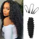 Knotless Pre Looped Crochet Human Hair Extensions Human Crochet Hair Pre Separated Knotless Crochet Human Hair Deep Culry Natural Color 16inch 200strands 240g