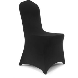 Peomeise 12pcs Stretch Spandex Chair Cover for Wedding Party Dining Banquet Event (Black, 12)