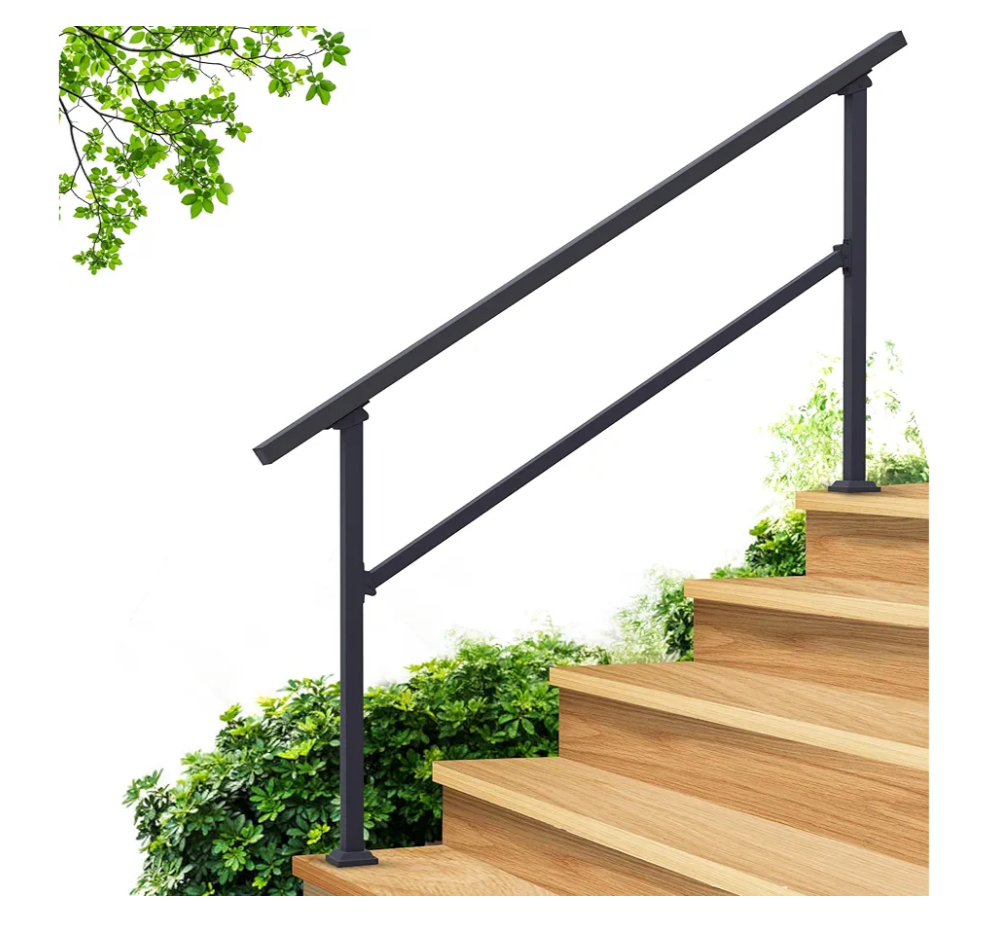 Hand Rails for Outdoor Steps,4-5 Step Railing for Stairs,Adjustable Porch Railing,Hand Rails for Seniors,Outdoor Deck Handrails for Exterior Steps,White (Black-1 Pack)