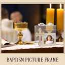Yookeer 12 Set Baptism Picture Frame Catholic Baptism Gifts Wood Photo Frame Baby Shower Favors with Gift Box and Satin Ribbon Bows for Religious First Communion Decor, 2.6 x 1.8 Inch Photo