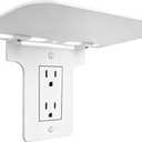 Metal Outlet Shelf Wall Holder for Decora (Standard Rectangle) Outlets, Bathroom & Kitchen Organizer with Cord Storage, Easy Install for Electric Toothbrush, Cell Phone and Small Essentials