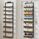 Over the Door Pantry Organizer, 8-Tier Door Organizer Storage, Spice Rack with Adjustable Baskets, 2 in 1 Wall Mount or Hanging Heavy Duty Door Organizer for Kitchen Storage Metal Hanging,Black
