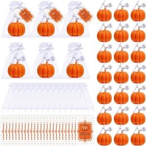 Treela 24 Set Pumpkin Candles Fall Baby Shower Party Favors for Guests Little Pumpkin Thank You Return Gifts Bulk for Thanksgiving Autumn Baby Shower Wedding Favors (Orange)