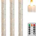 Da by 3 Pcs Flickering Flameless Battery Operated Taper Candle-Window Candles with Remote and Time-LED 3D Dynamic Flame-9.6 Inches for Wedding, Party,Home Decoration-Ivory