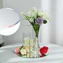 Sawysine 12 Sets 2. 6'' x 4. 7'', 5. 9'', 7. 9'' Cylinder Vase Centerpiece with Mirror Tray Included Round Glass Mirror Trays Glass Vases for Centerpiece for Wedding Table Baby Shower Party Decoration