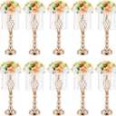 Amylove 10 Pcs Gold Wedding Centerpieces for Tables - 21.7 Inch Tall Metal Flower Stand with Crystal, Geometric Vase for Flower Arrangement Table Decor for Wedding Reception Party Banquet