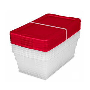 Sterilite Storage Boxes - Pack of 5 - Rocket Red/Clear