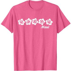 Maui Hawaii with Hawaiian Hibiscus Flowers T-Shirt S