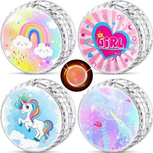 Lewtemi 4 Pack Yo Yo for Kids LED Light up Christmas Beginner Unicorn Pink Rainbow Heart Mermaid Yoyo for Kids Responsive Ball Toys Girls Ages 4-12 Gifts