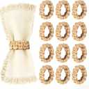 12PCS Boho Napkin Rings Set Rustic Boho Handwoven Napkin Rings for Farmhouse Table Decor Harvest Wedding Banquet Party Decor