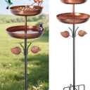 Bird Bath for Outside, Double 46In Metal Birdbaths for Outdoors,Bird Bath Feeder Bowls for Garden Patio Yard Decor, Upgraded 5-Pronged Metal Stake