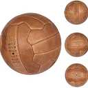 Vintage Soccer Ball Antique Leather Football Size 5, Light Brown