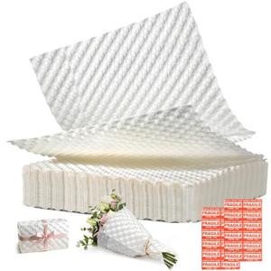 Paper Bubble Wrap Sheets for Packing 15" x 12 x 50 FT Bubble Wrap for Moving,Packing,Shipping, Recyclable Packing Paper for Glass,Dishes, Biodegradable Cushioning Wrap with 24 Fragile Stickers