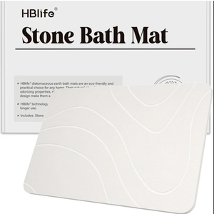 HBlife Stone Bath Mat, 23.5" X 15" Multipurpose Diatomaceous Earth Bath Mat for Bathroom, Stone Drying Mat for Kitchen Counter, Dog Water Bowl Mat, White - River