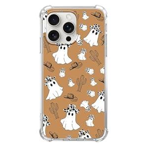 WidofvSpky Trippy Hippie Halloween Cowboy Ghost Case for iPhone 16 Pro Max, Cute Halloween Ghost Cactus for Girls Boys and Women for iPhone 16 Pro Max, Trendy TPU Bumper Case