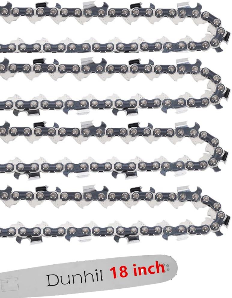 Dunhil 4 Pack 18 Inch Chainsaw Chains 3/8 050 62 Drive Links for Craftsman Poulan 571037 91PX62CQ 051338 AC1800 Compatible with Ryobi, Kobalt, Echo and more S62
