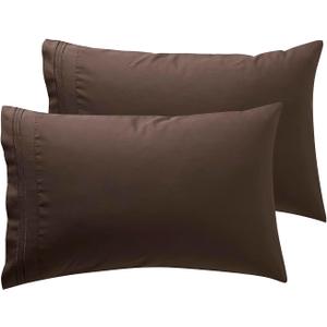 Nestl Brown Microfiber Queen Pillow Cases Set of 2, 20x30 Inches