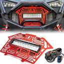WeiSen Red Steel Front Mesh Fascia Grille With 11 Inch Light Bar Compatible With Polaris RZR Pro Turbo XP R 4 2020-2024 Replace #5456612-070