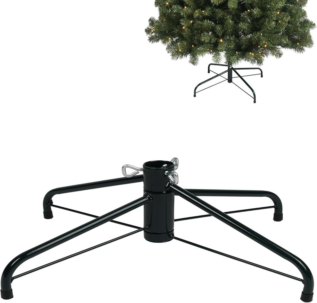 Metal Christmas Tree Stand 18 Inch Folding Xmas Tree Stand Base for 1-7.5 Ft, Replacement Tree Holder Fit Under 1.25 Inch 34mm Pole Xmas Tree