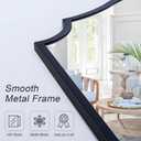 Black Arched Mirror, 32'' X 24'' Bathroom Vanity Mirror with Metal Frame, Elegant Scalloped Mirror for Living Room, Mantel, Entryway, Dining Room
