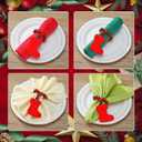 KPOSIYA Christmas Napkin Rings Set of 6, Snowflake Socks Napkin Rings for Table Decor, Wooden Napkin Holder Buckle for Christmas,Winter Holiday, Home Party, Wedding Supplies