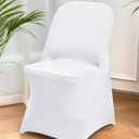 6 Packs White Spandex Stretch Folding Chair Covers for Wedding Party,Universal Fitted Washable Dining Seat Slipcovers Protector Decoration for Holiday Banquet Birthday Celebration Event
