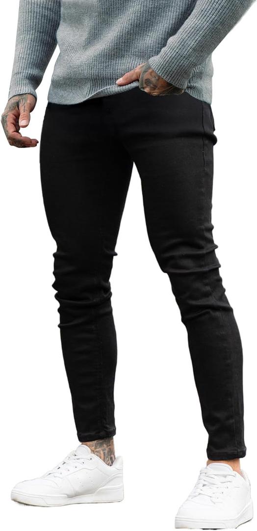 GINGTTO Skinny Jeans Men Slim Fit Stretch Black Jeans Men Tapered Leg 33×32