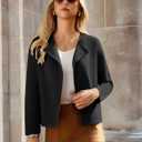 GRACE KARIN Womens Cropped Knit Sweater Blazer, Oversized Open Front Jackets 2026 Spring, Laple Cardigans Dressy Casual (Black)