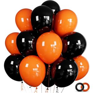 100 Pcs Black and Orange Balloons 12 Inch Halloween Latex Balloons Thicken Helium Party Balloons for Halloween,Wedding, Birthday Party Balloon Arch Garland Decoration