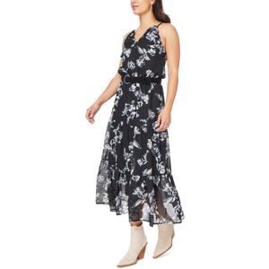 WallFlower Women's April Chiffon Belted Maxi Dress XS Black Paisley
