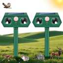 2Pack Deer Squirrel Rabbit Cat Repellent Outdoor Solar Ultrasonic Animal Repeller Waterproof Raccoon Deterrent with Motion Sensor to Keep Dog Skunk Possum Rodent Coyote Out of Garden Yard Farm