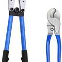 Battery Cable Lug Crimping Tool, Wire Crimper Tool with Cable Cutter for AWG 10-1/0 Electrical Lug Crimper, Heavy Duty Wire Lugs, Battery Terminal, Copper Lugs