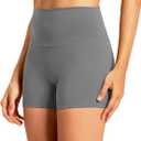 Women's 4"/ 6" Gym Biker Shorts, Spandex Athletic Workout High Waisted Yoga Shorts (Gray, L)