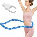 3.4/4.1/5 LBS Soft Spring Weighted Hoop for Adults, Quiet & Pinch-Proof Design, Portable Fitness Infinity Hoop with Body Tape Measure, Exercise Hoop for Core Workout (Blue)